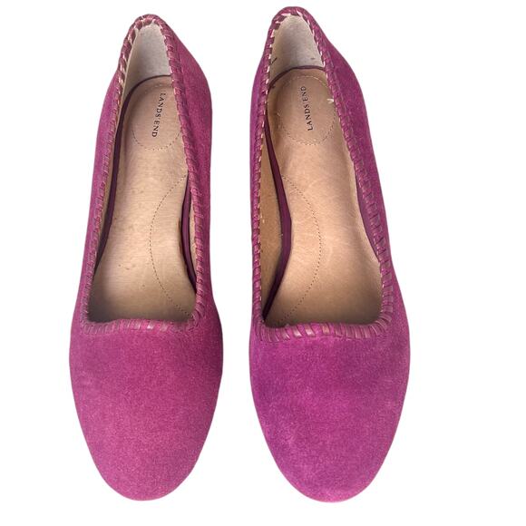 LANDS’ END Mulberry Suede Woman’s Ballet Flats 6B  Balletcore Barbiecore Twee - Picture 3 of 9